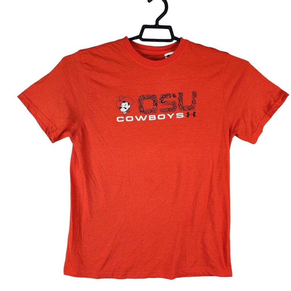 Men's Orange Under Armour OSU Cowboys Shirt Short Sleeve Crew Neck Size S